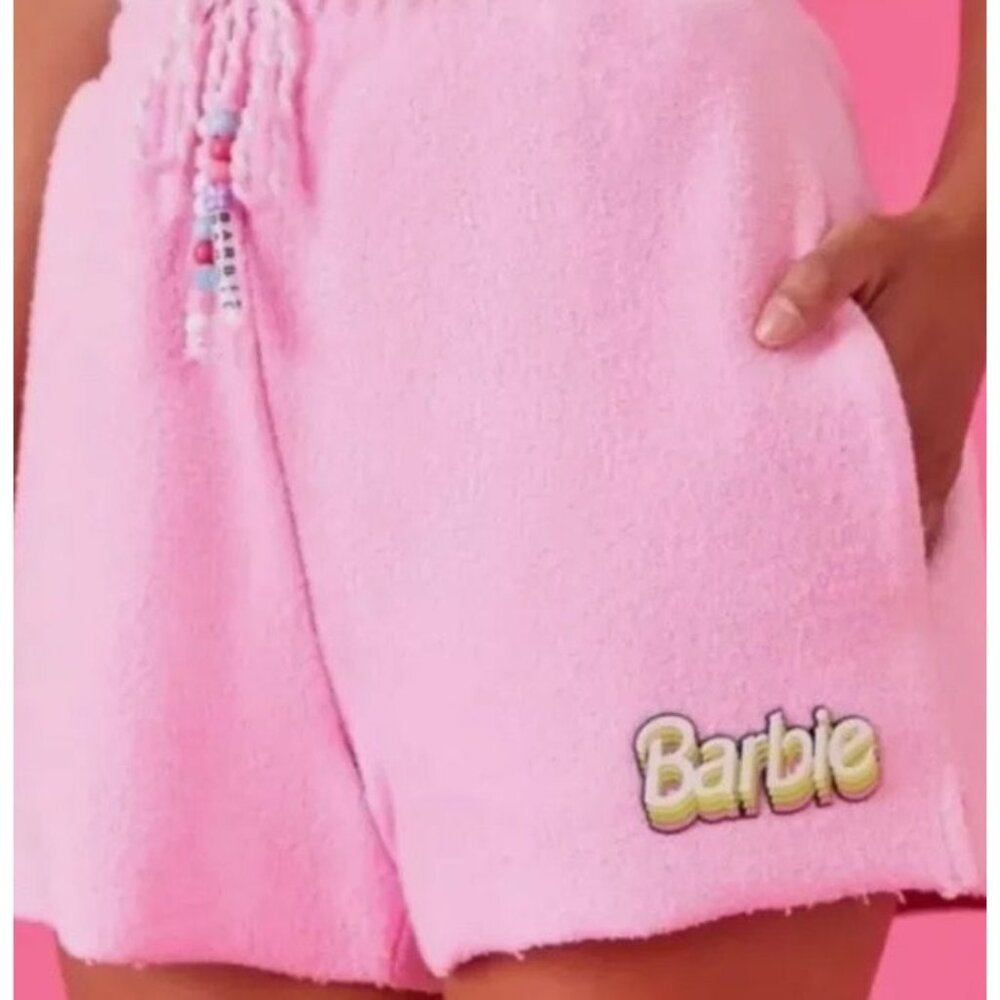 Barbie Forever 21 Pink Terry Cloth Shorts With Bead Detail XS - Picture 6 of 6